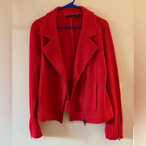 Tahari Jackets & Blazers - {Tahari}-Size: M-Wool Blend Biker Jacket